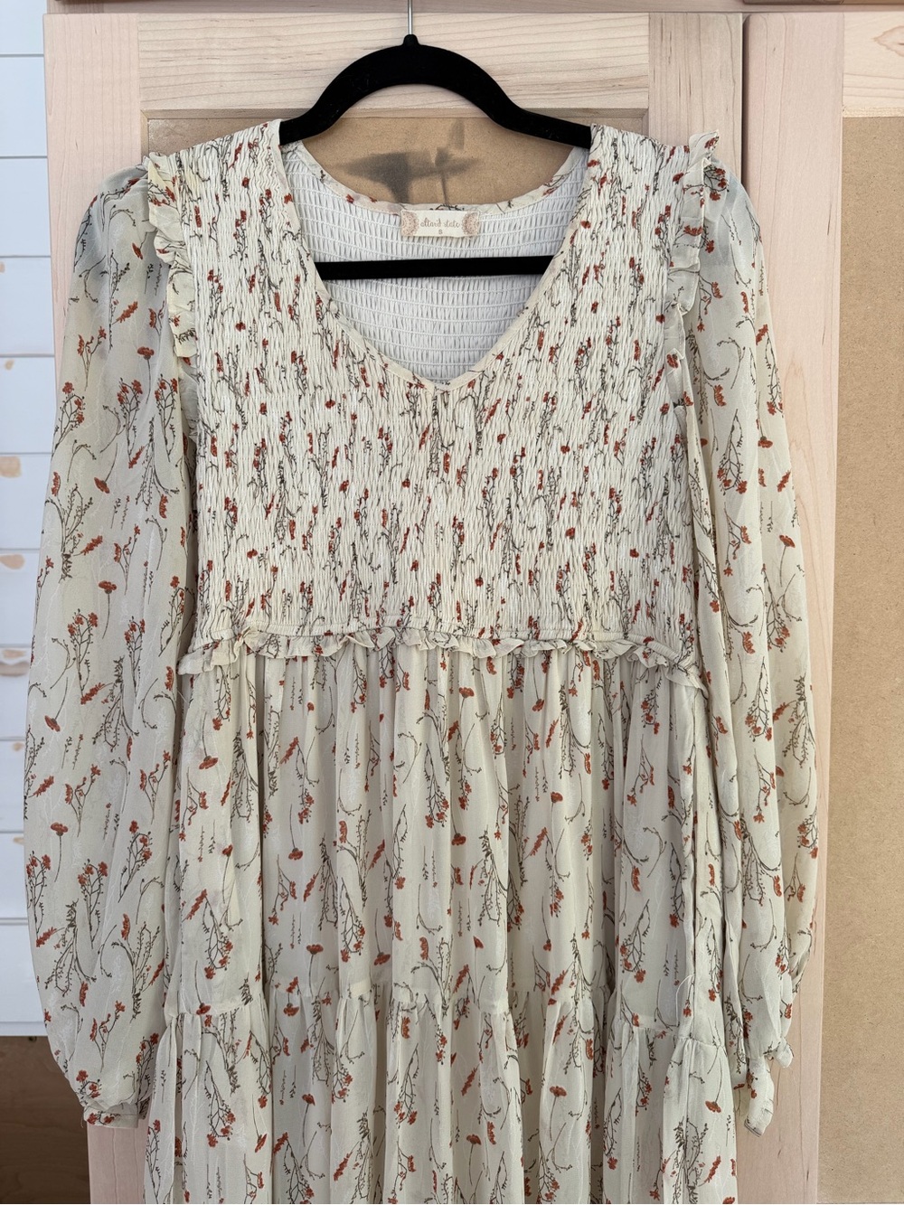 Altar'd State Cream Maxi Dress with Rust Floral Print